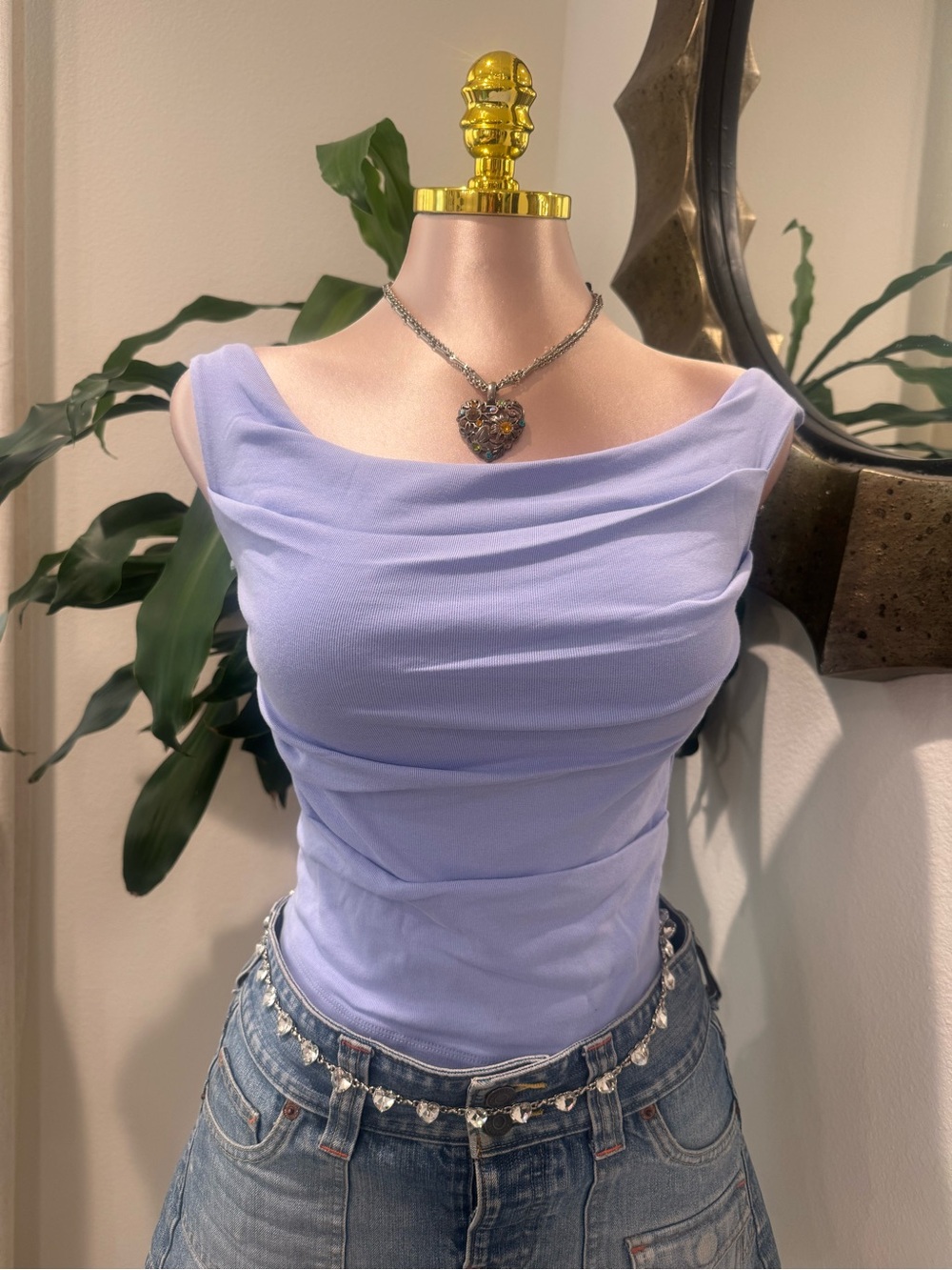 Lavender Off-the-Shoulder Ruched Women’s crop Top